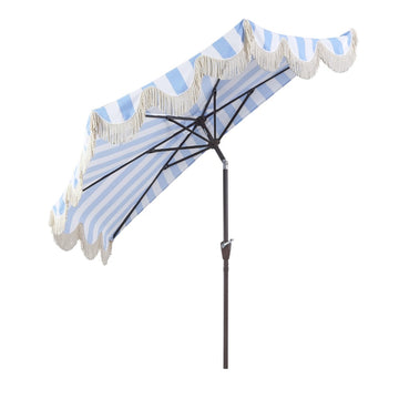 Beverly 9 ft. Designer Classic Scalloped Fringe Half Market Patio Umbrella